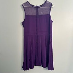 Purple Polyester Dress with Mesh Neckline | XL